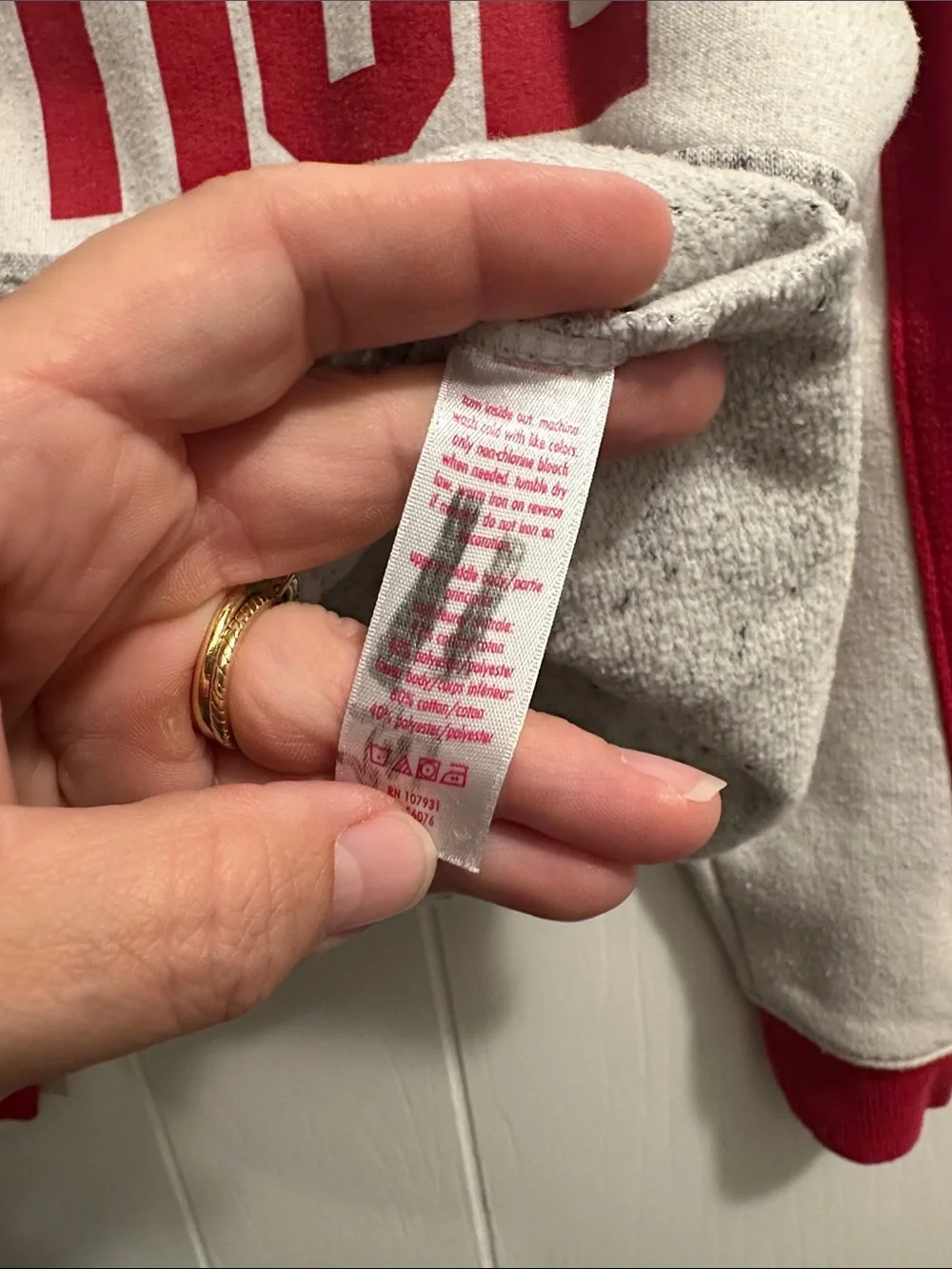 Justice Red and White Colorblock Hoodie Sweatshirt